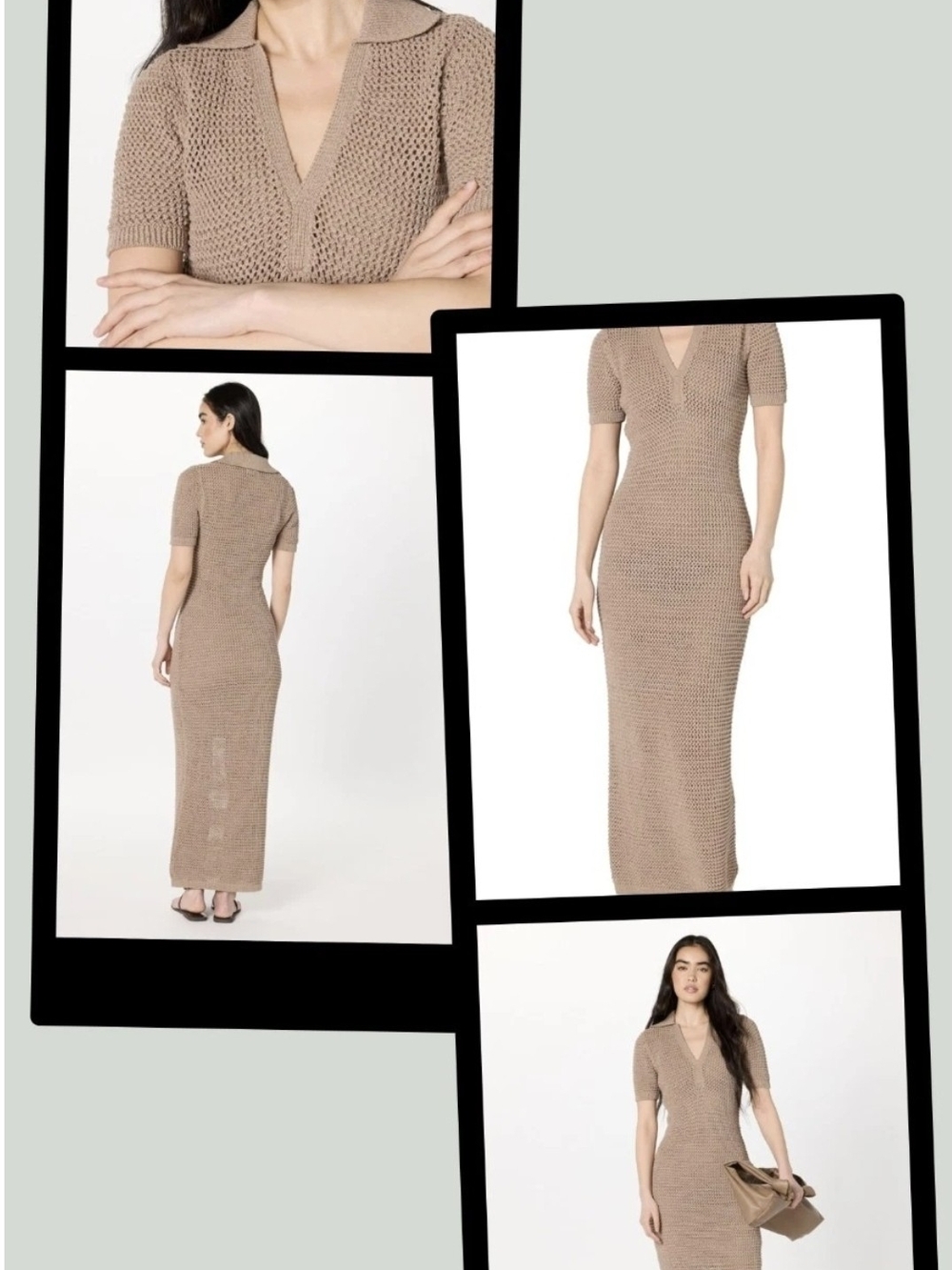Knitted Collar Maxi Dress in Taupe